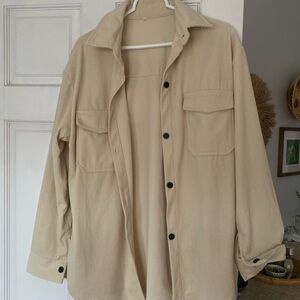 Beige Corduroy Button-Up Shirt